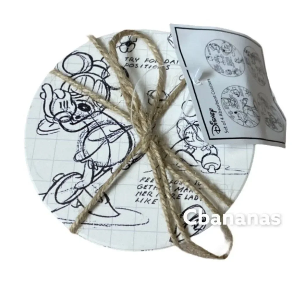 Mickey Mouse‎ and Friends Coaster Set Sketch Minnie Drink Home Furniture Parks